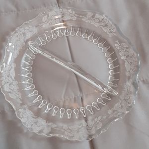 Vintage two section relish dish with flowers